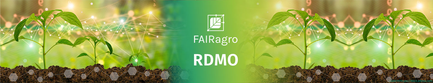 FAIRagro - Illustration mit Pflanzen und leuchtenden Datenknoten mit RDMO